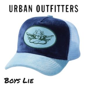 NEW Boys Lie UO Urban Outfitters Blue Velvet Trucker Cap Hat